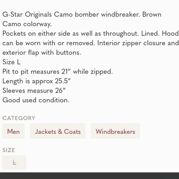 G.STAR ORIGINAL CAMO BOMBER WINDBREAKER  sz.L - Picture 7 of 9